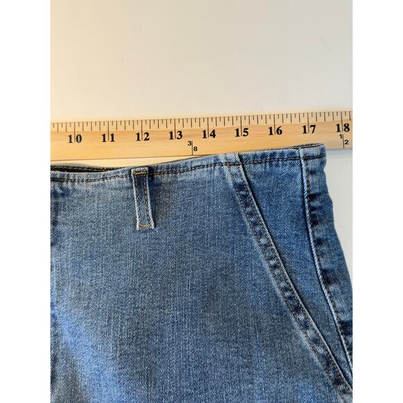 We The Free by Free People Flare Jeans Women’s 33 Blue Raw Hem Y2K 90s Style - Picture 6 of 9